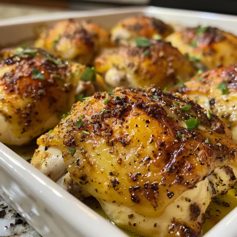 Close-up of juicy baked chicken breast garnished with herbs.