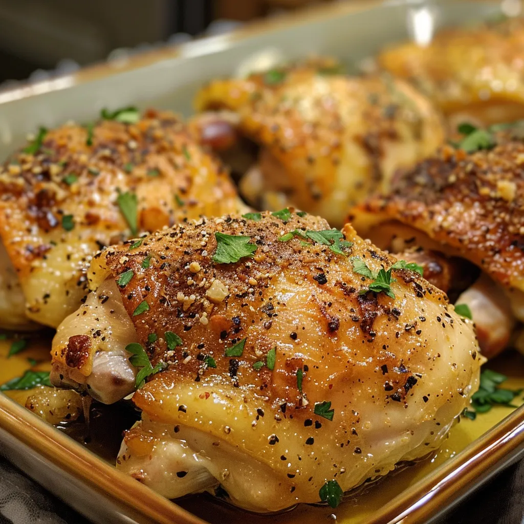 Side view of succulent baked chicken breast with a golden crust.