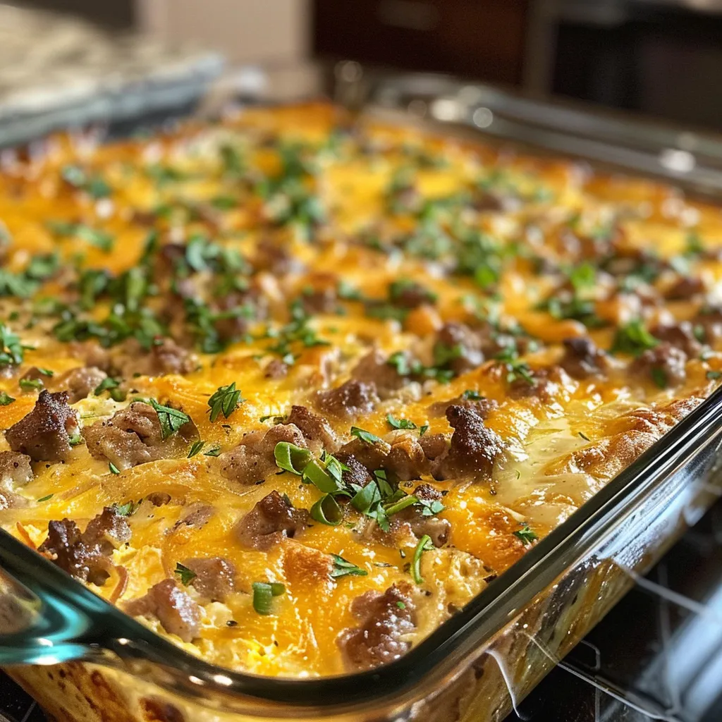 Side view of a deliciously baked Keto Breakfast Casserole showcasing chopped vegetables and melted cheese.