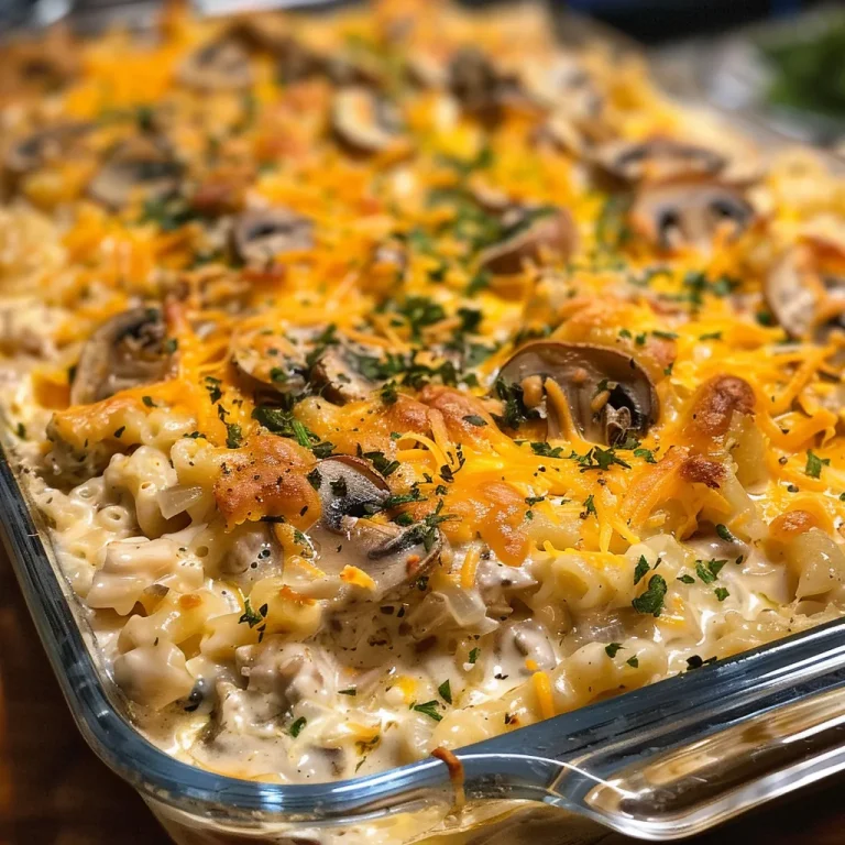 Juicy Keto Tuna Casserole in a ceramic dish, topped with melted cheese.