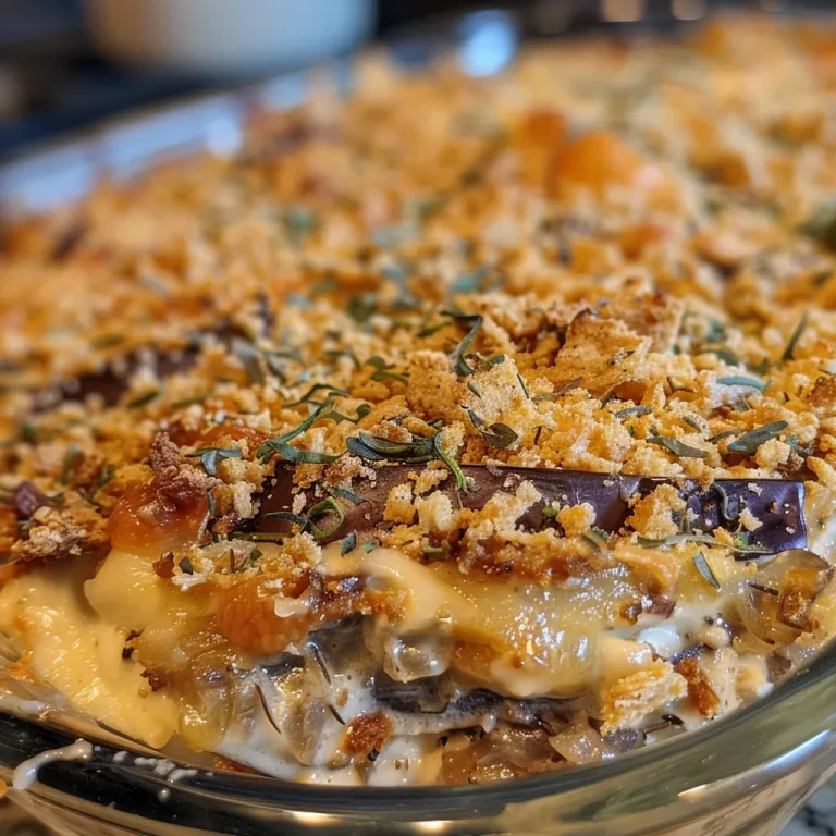 Close-up of a golden-brown casserole topped with crushed Ritz crackers and cheese.
