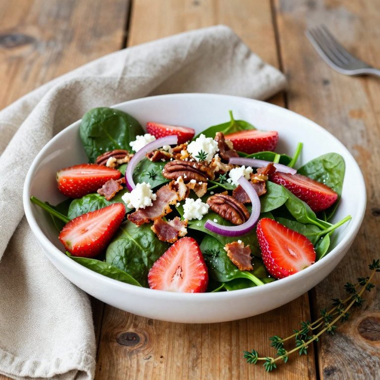 Spring Strawberry Spinach Salad with Hot Bacon Dressing