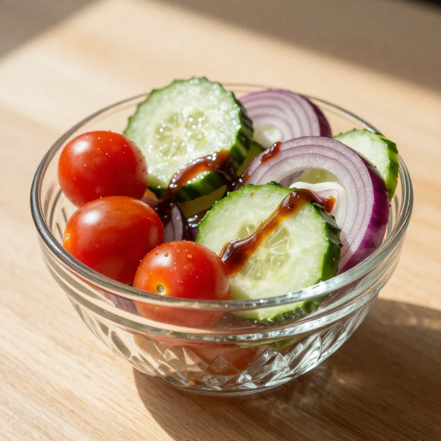 A vibrant cucumber and tomato salad with fresh herbs in a bowl
