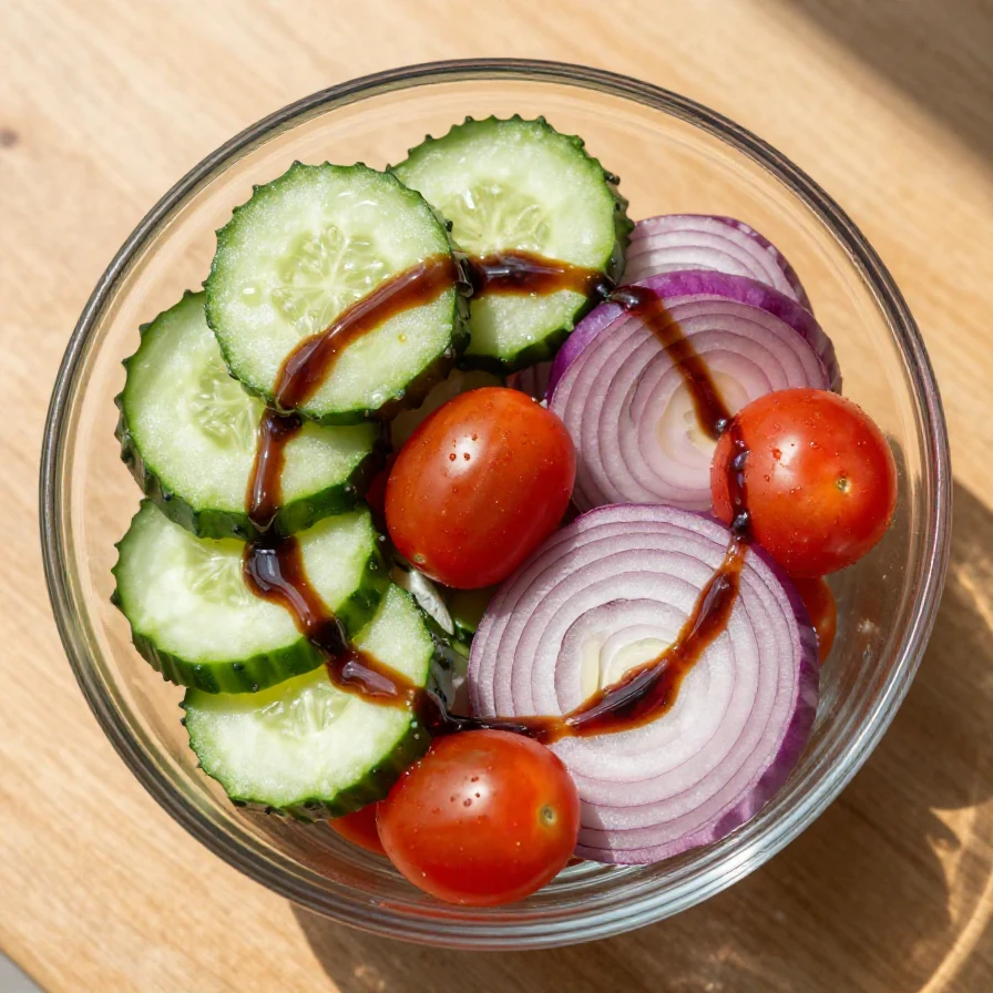 A vibrant cucumber and tomato salad with fresh herbs in a bowl