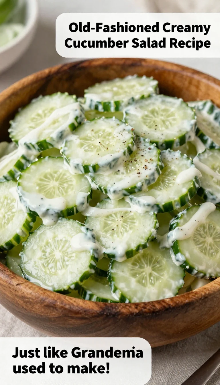 A bowl of creamy cucumber salad garnished with fresh herbs