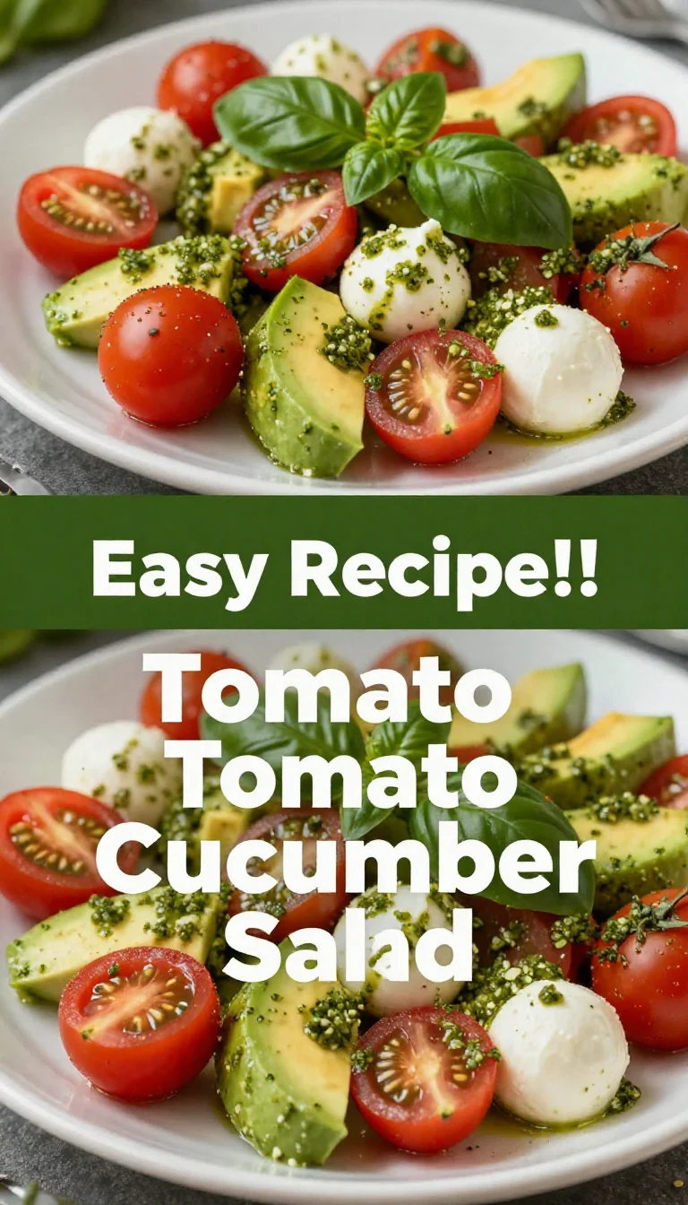 A vibrant salad featuring fresh tomatoes, cucumbers, and avocado in a bowl