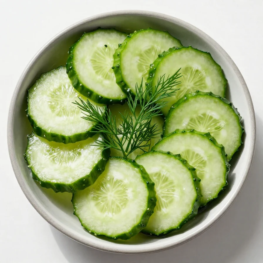 A fresh cucumber dill salad served in a bowl with vibrant green herbs and slices of cucumber.