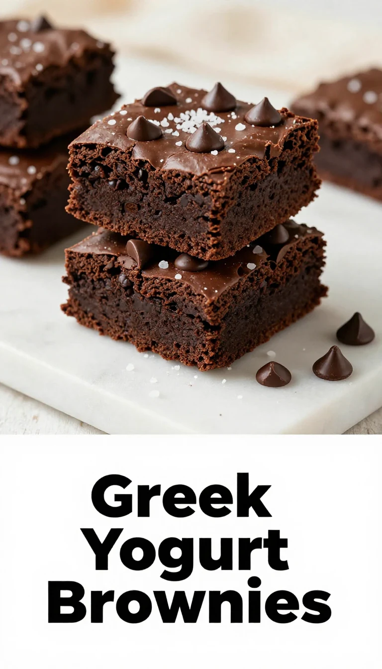 Deliciously fudgy Greek yogurt brownies topped with chocolate chips