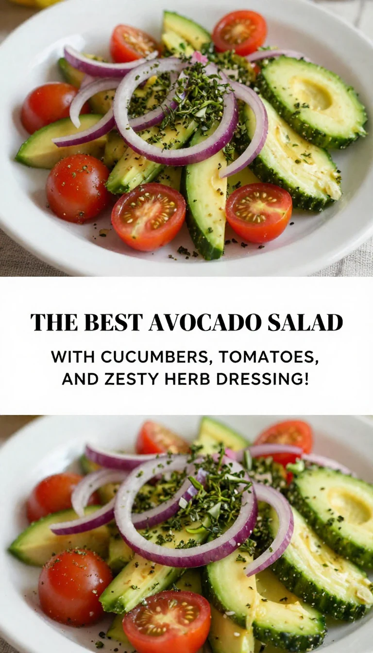 A vibrant avocado salad with cherry tomatoes, cucumber, and a sprinkle of feta cheese