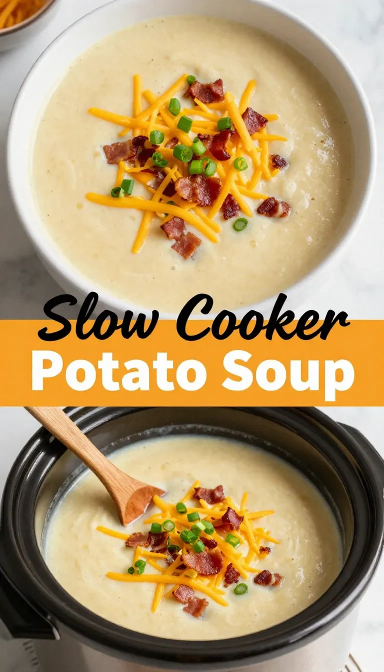 A bowl of creamy potato soup garnished with chives and served with crusty bread