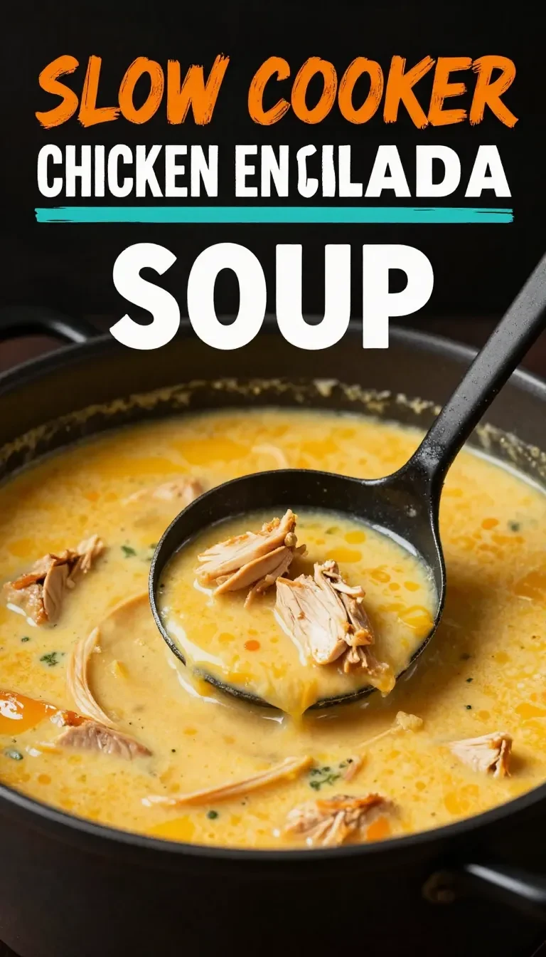 A bowl of slow cooker chicken enchilada soup topped with cheese and cilantro