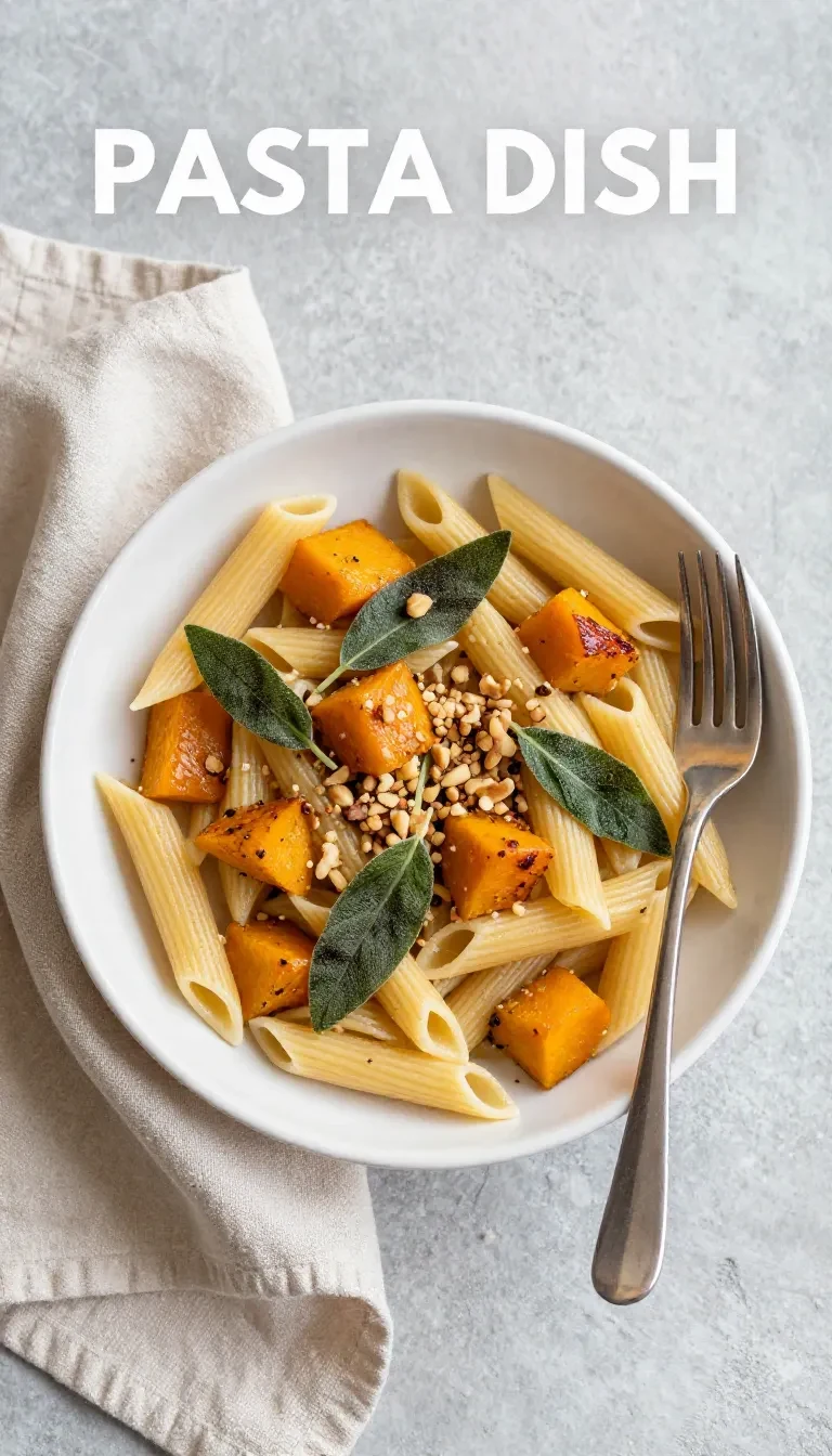 A creamy butternut squash pastasotto topped with fresh herbs and grated cheese