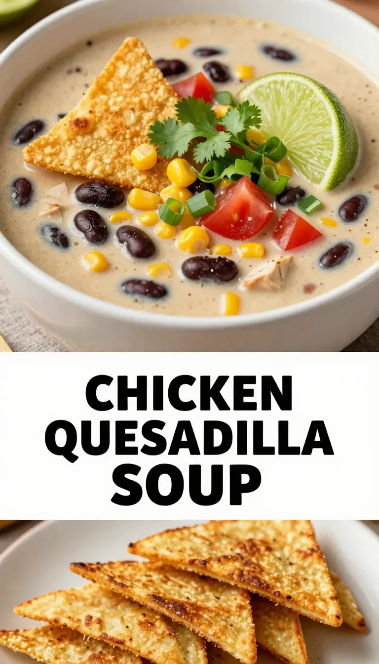A bowl of Chicken Quesadilla Soup topped with cheese and cilantro