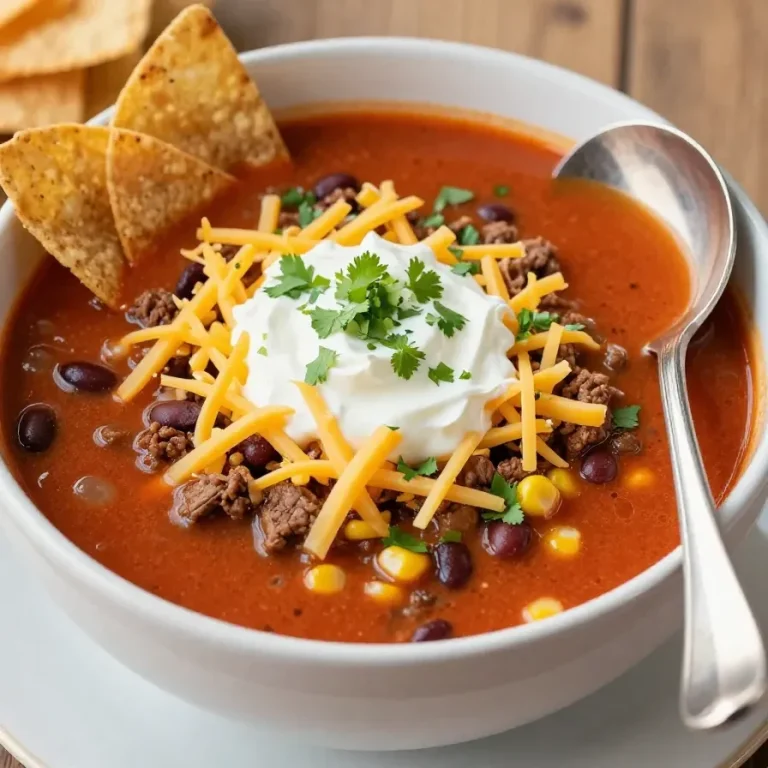 A bowl of hearty taco soup topped with cheese and cilantro