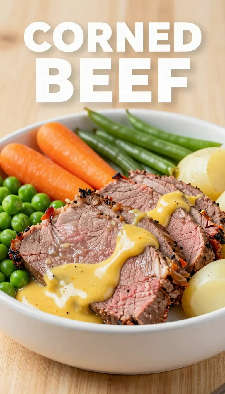 A slow cooker filled with corned silverside, vegetables, and spices