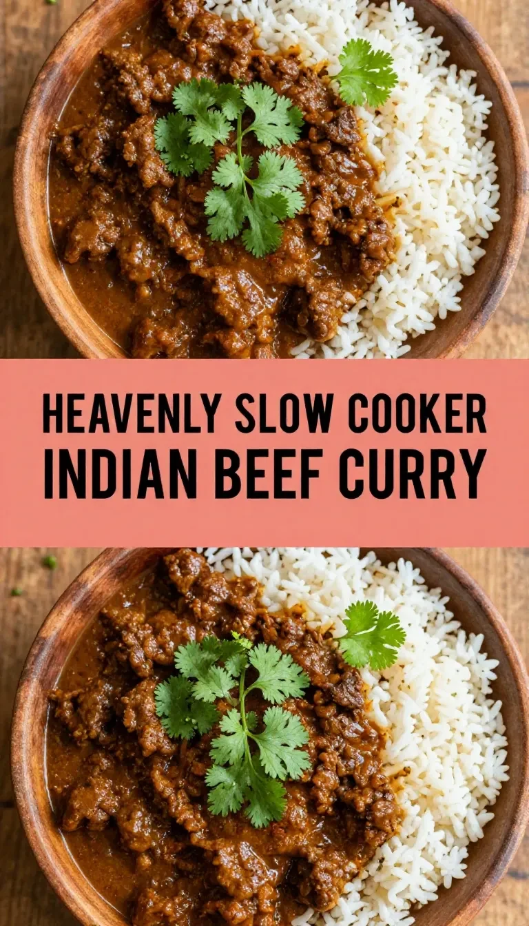 A bowl of slow-cooked Indian beef curry garnished with fresh cilantro