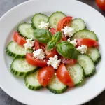 A fresh cucumber tomato salad with vibrant colors and herbs
